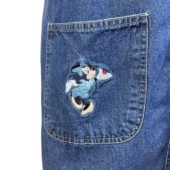 Vintage Official Disney Denim Sleeveless Mickey and Minnie Embroidered Dress - Picture 6 of 13